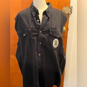 Vintage Harley-Davidson Mens Black Denim Vest with Patch. Size 3XL.